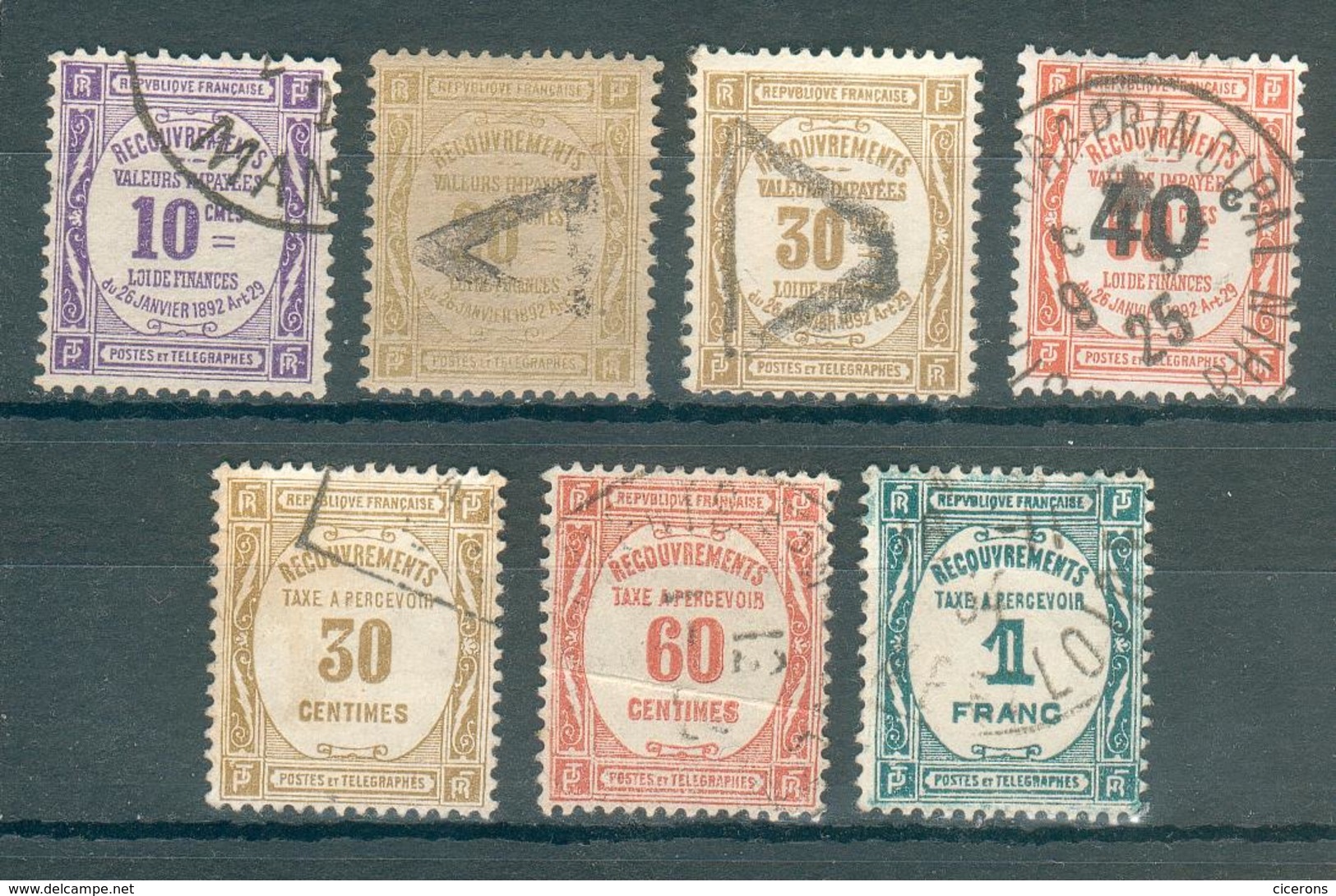 FRANCE ; Taxes  ; 1908-1931 ; Lot : 21 ; Oblitéré - 1859-1959 Oblitérés