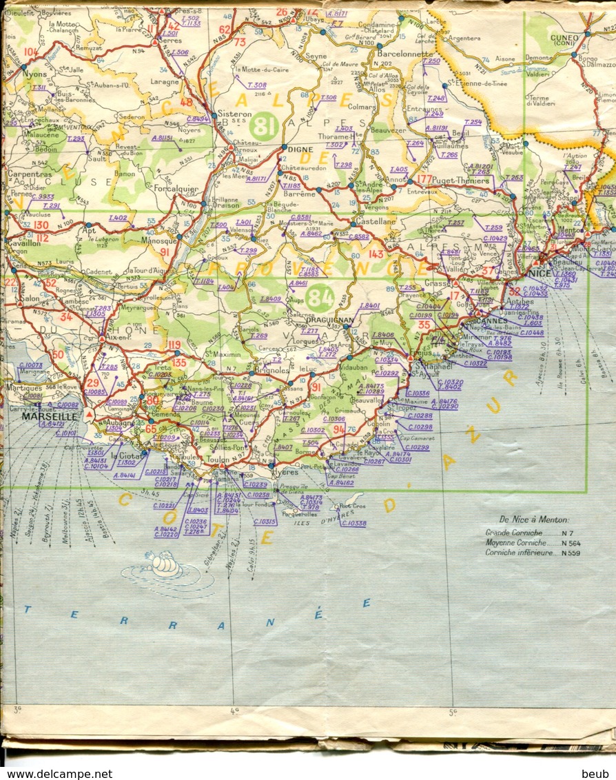 Carte Michelin N° 199 (France Sud) Camping Saison 1938 (4 Scans) - Cartes Routières