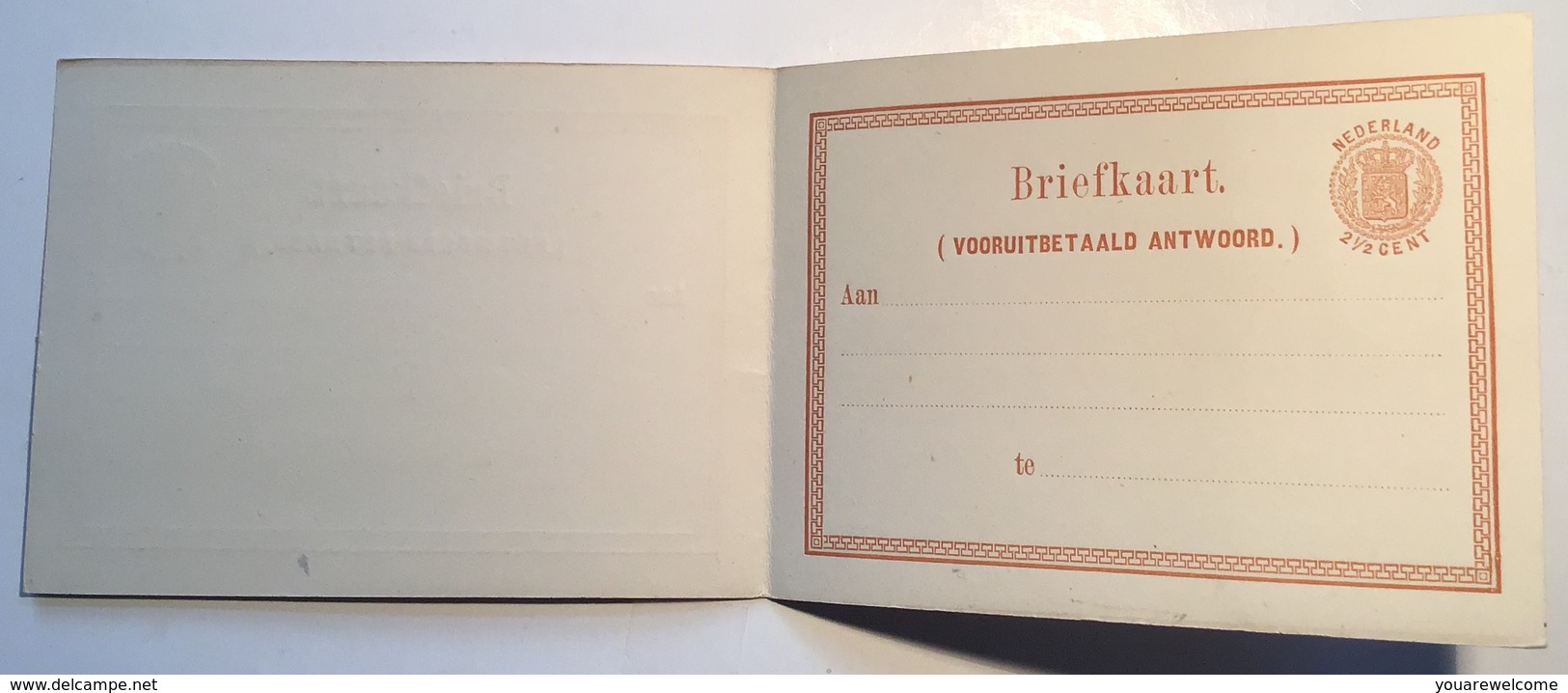 Netherlands 1871 RARE Essay Postal Stationery Card 2 1/2c Brown + PAID REPLY (Nederland Briefkaart Proef Proof - Ganzsachen