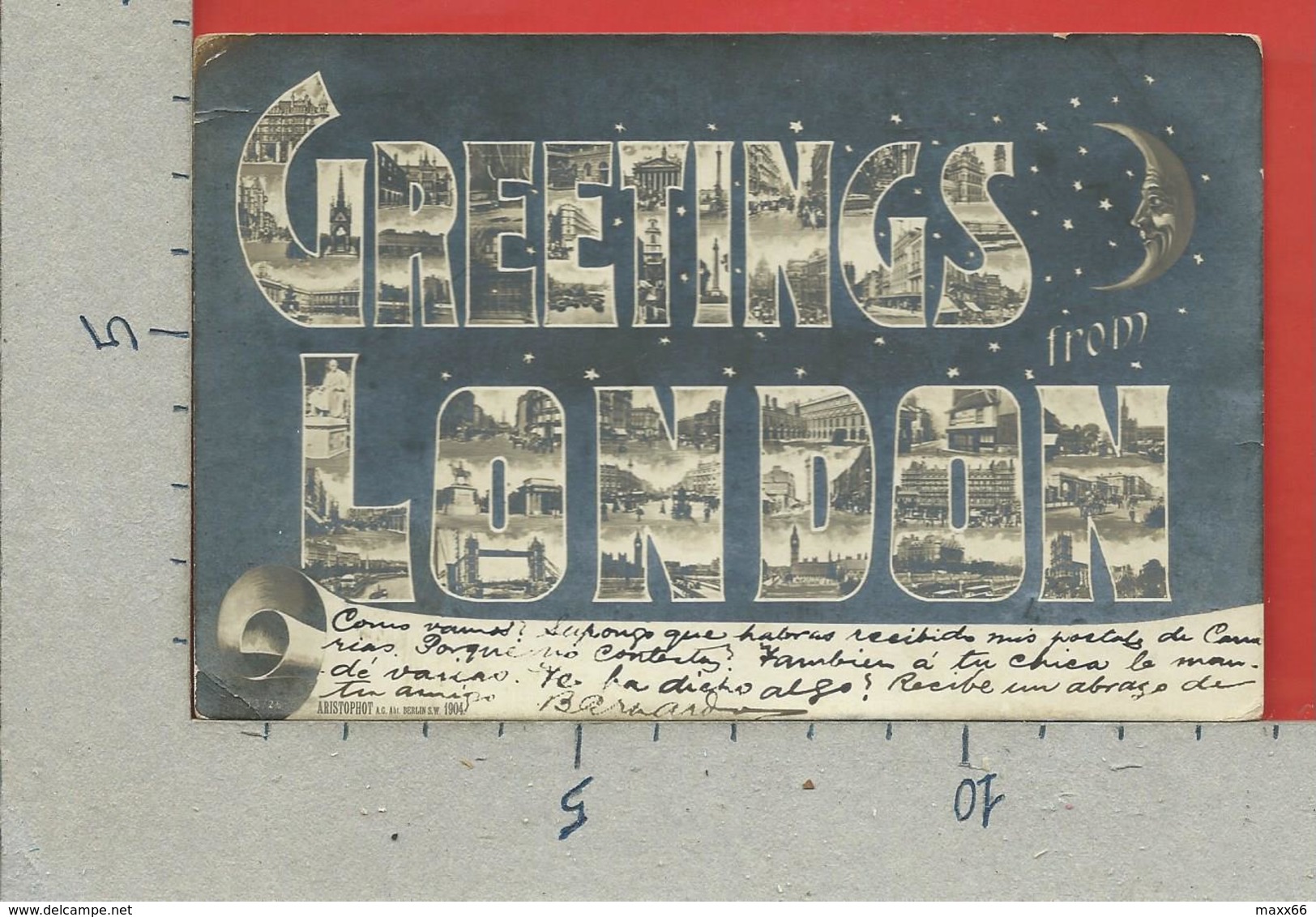 CARTOLINA VG REGNO UNITO - Greetings From LONDON - Vedutine Multivue Scritta - 9 X 14 - 1904 - Greetings From...