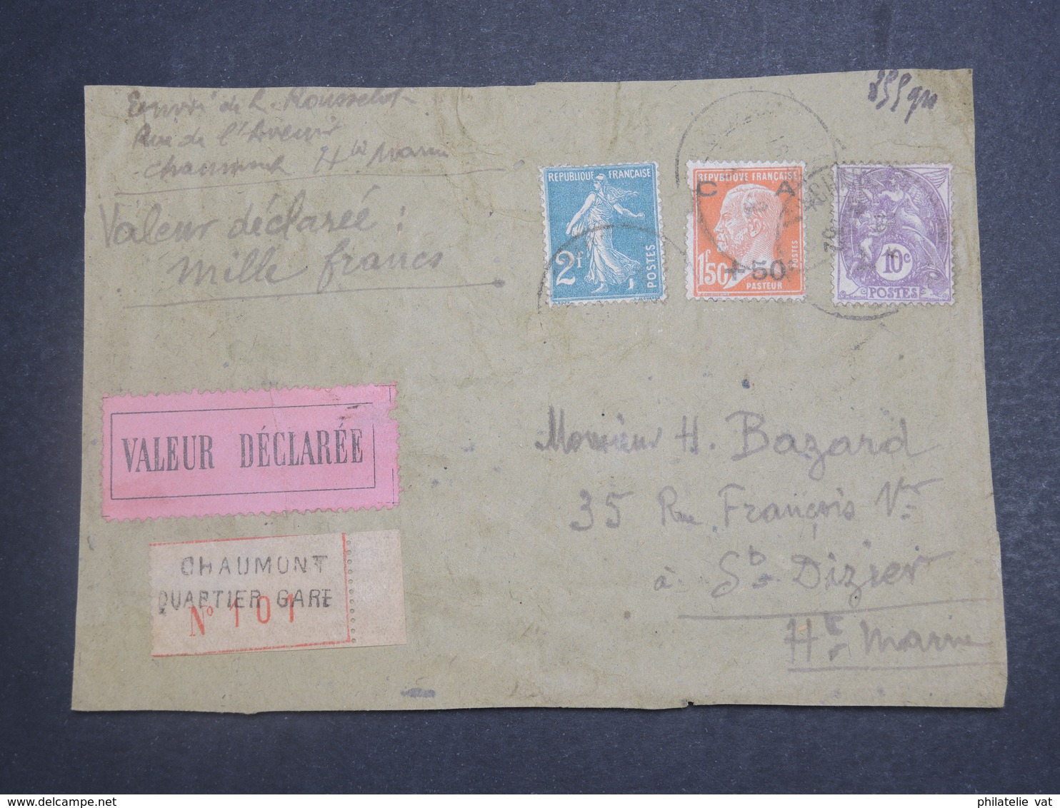 FRANCE - Document à étudier Avec Timbre(s) Au Type Pasteur - Découverte à Faire - P 22660 - 1922-26 Pasteur