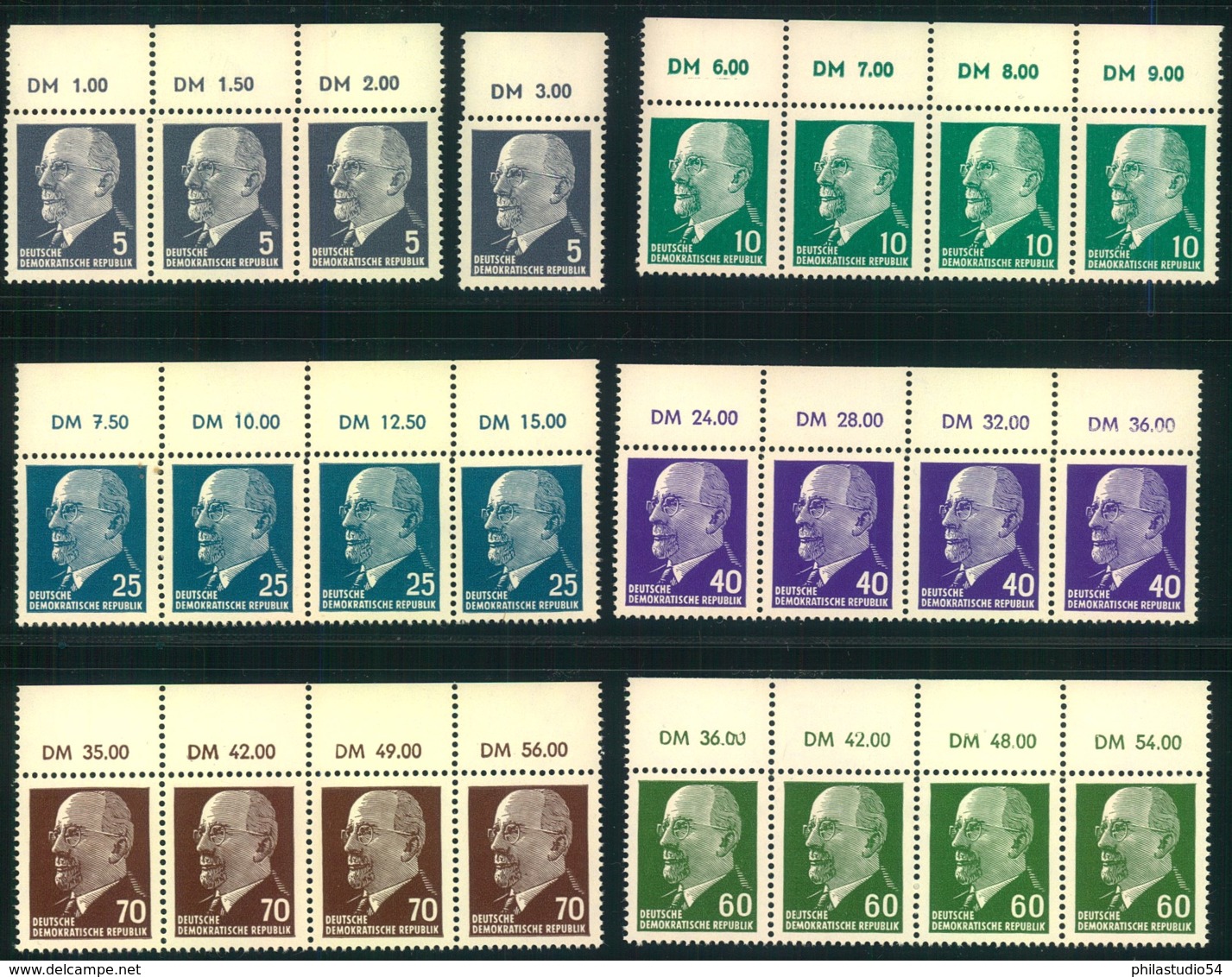 Ulbricht Postfrische Oberrandstreifen "DM" Und "MDN", Michel Ca. 450,- - Ansehen - Unused Stamps