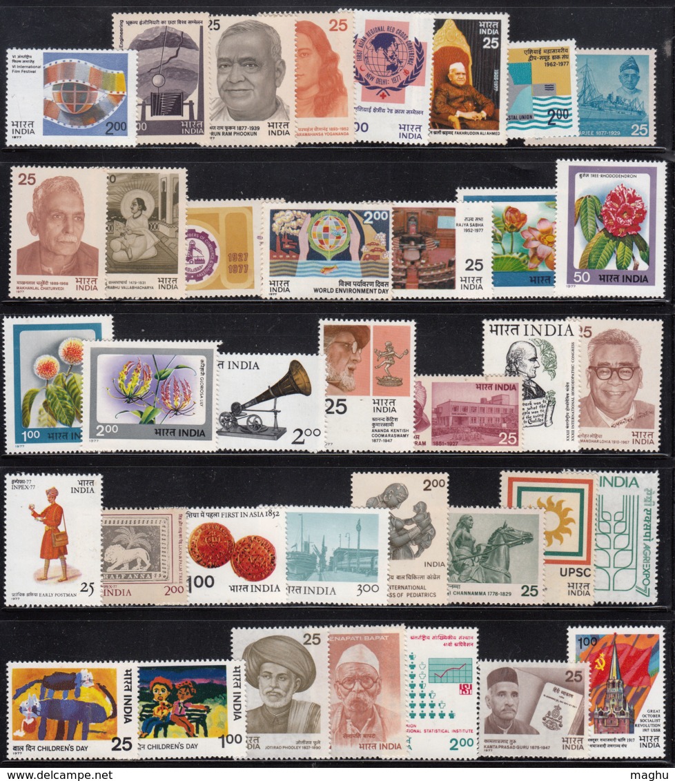 India MNH 1977, Complete Year Pack,. Full Year Pack - Full Years