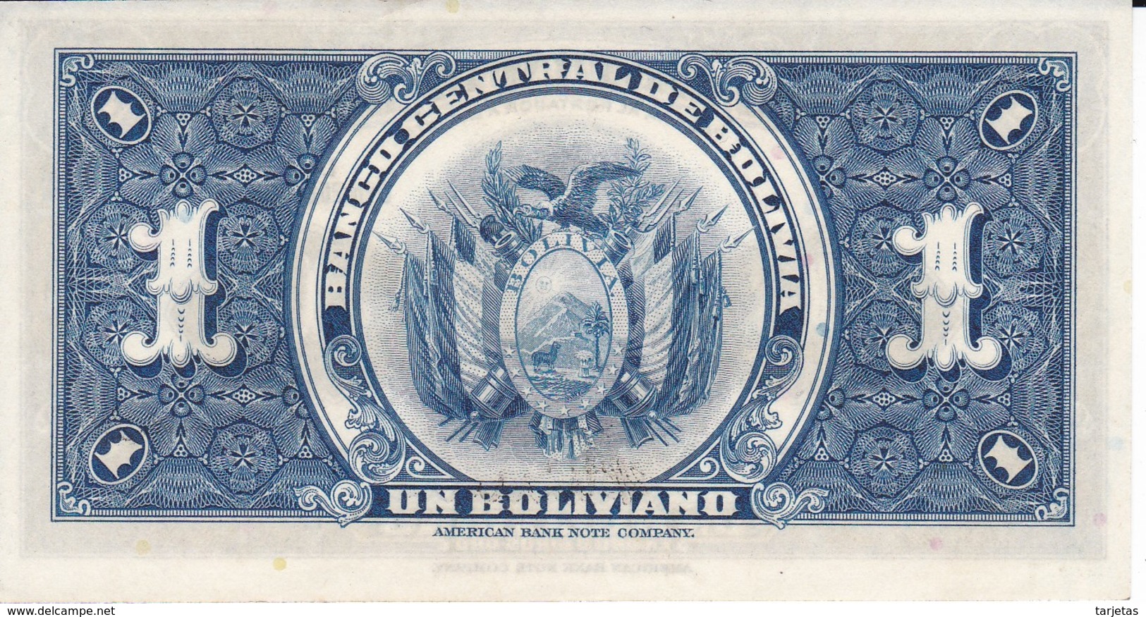 BILLETE DE BOLIVIA DE 1 BOLIVIANO DEL AÑO 1928  SERIE E FIRMA GERENTE DESPLAZADA (BANKNOTE) - Bolivia