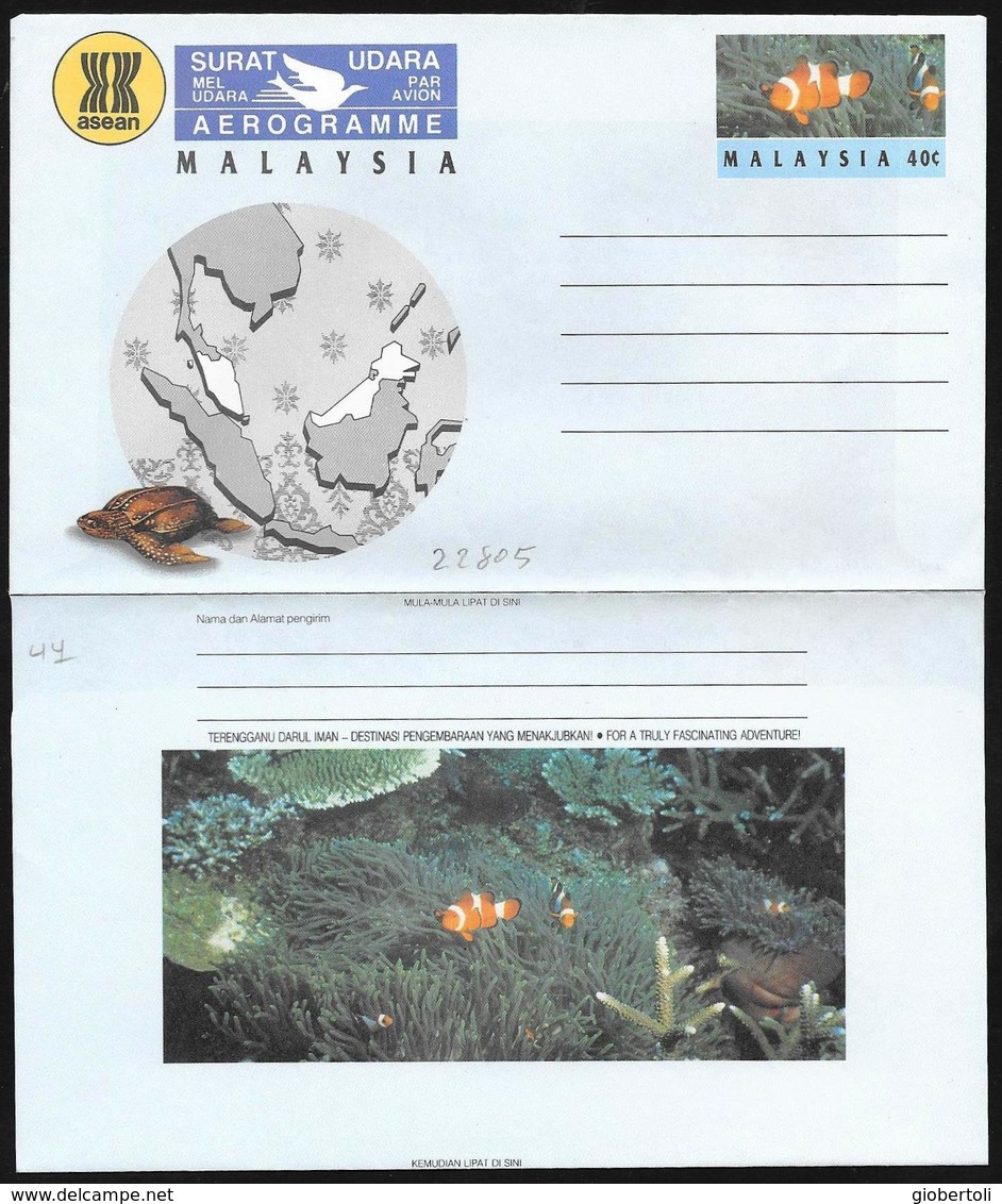 Malaysia: Intero, Stationery, Entier, Pesce, Tartaruga, Mappa, Fish, Turtle, Map, Poisson, Tortue, Carte - Pesci