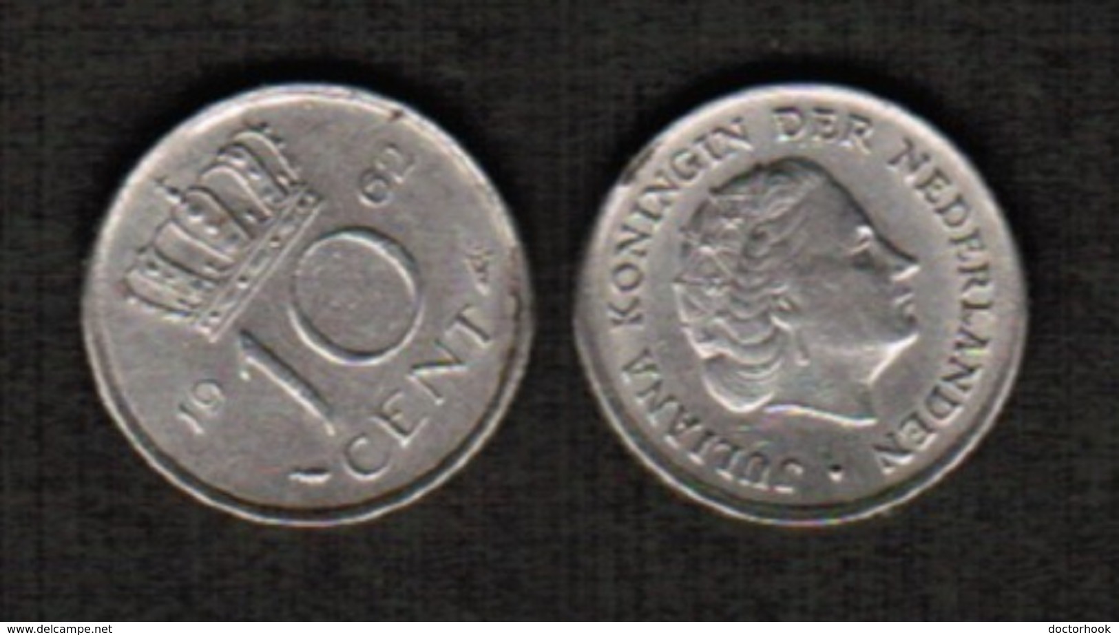 NETHERLANDS  10 CENTS 1962 (KM # 182) #5487 - 1948-1980 : Juliana