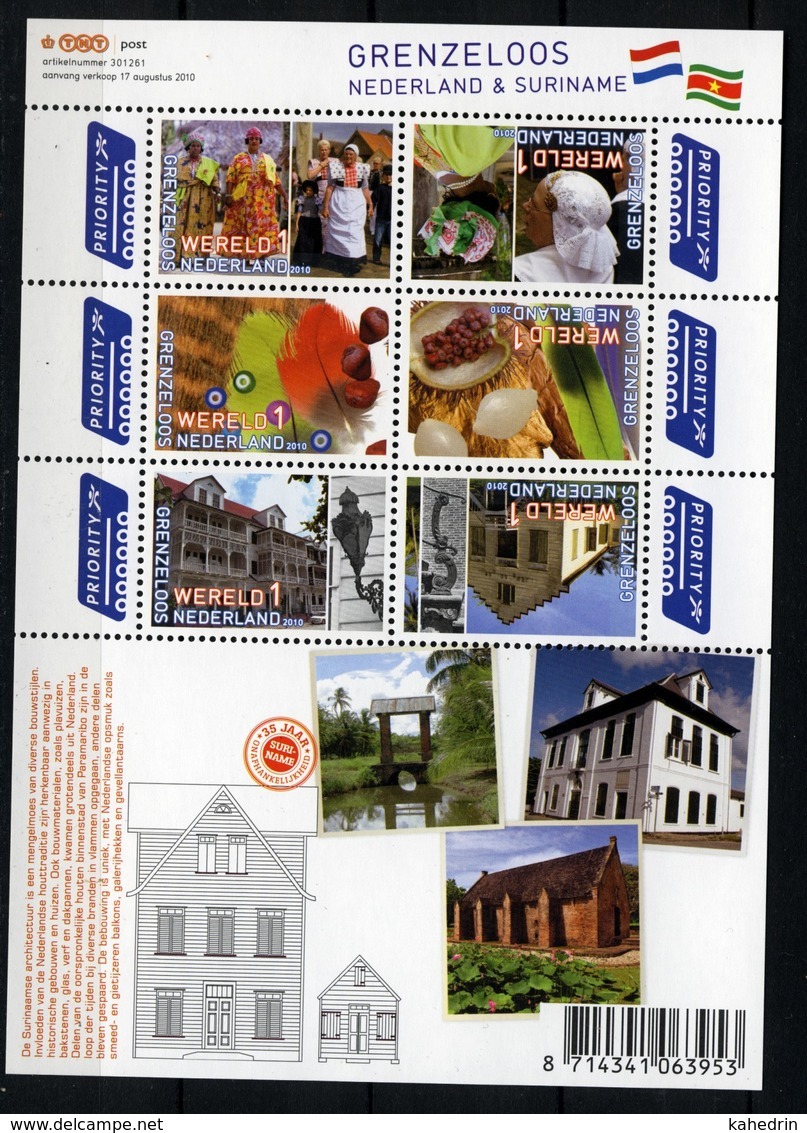 Nederland Pay Bas Olanda Netherlands 2010, Suriname Architecture **, MNH, S/S - Neufs