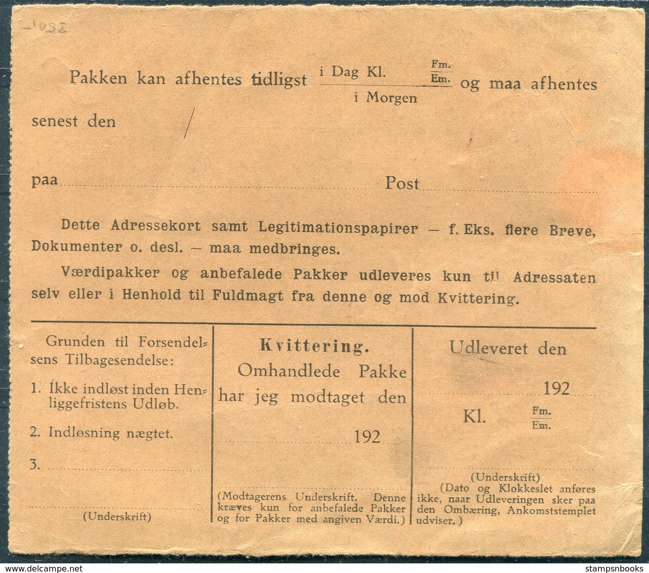 Denmark, Faroe Islands, Faroya Parcelcard Copenhagen - Thorshavn. ADRESSEKORT - Covers & Documents