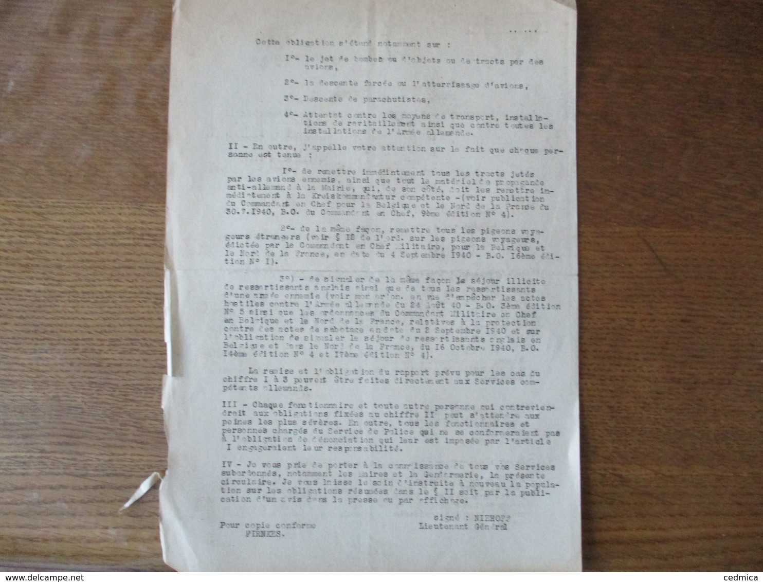 ETAT FRANCAIS LILLE LE 18 JUIN 1942 OBERFELDKOMMANDANTUR 670 L'OBERFELDKOMMANDANT NIEHOFF COURRIER AU PREFET DU NORD - Documents Historiques