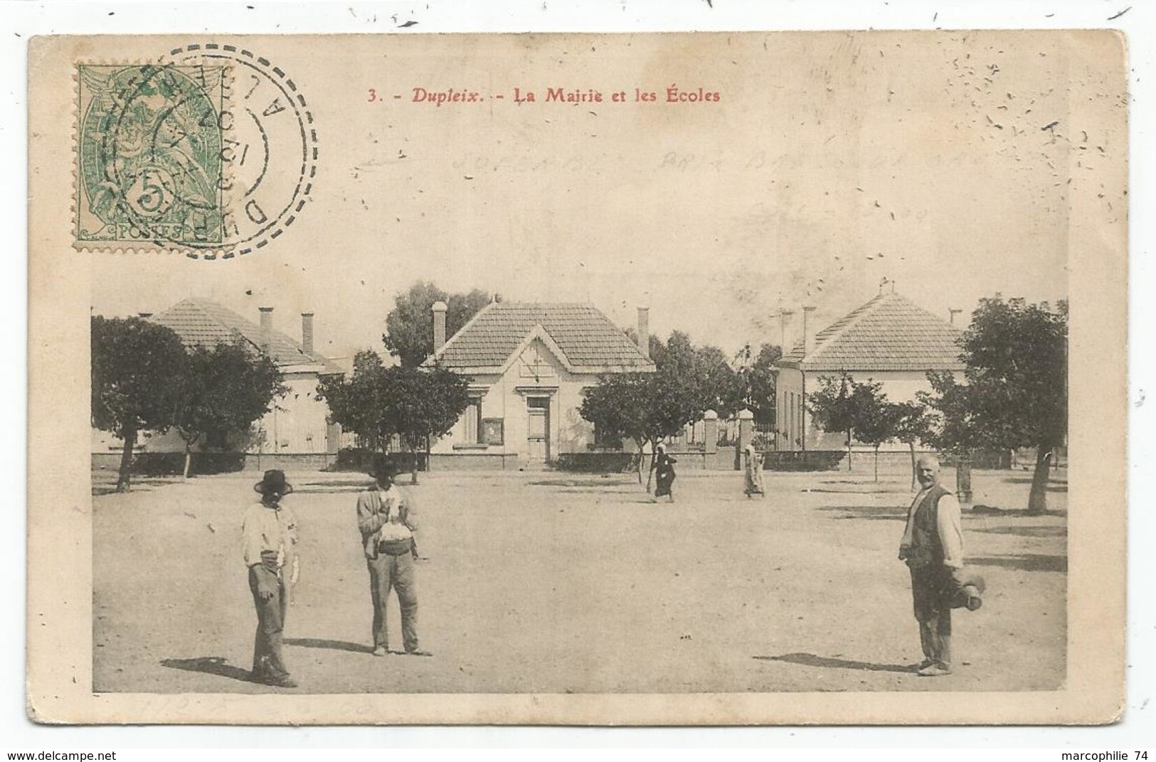 BLANC 5C AU RECTO CARTE ALGERIE  FACTEUR BOITIER DUPLEIX 12.4.1907 ALGER - 1900-29 Blanc