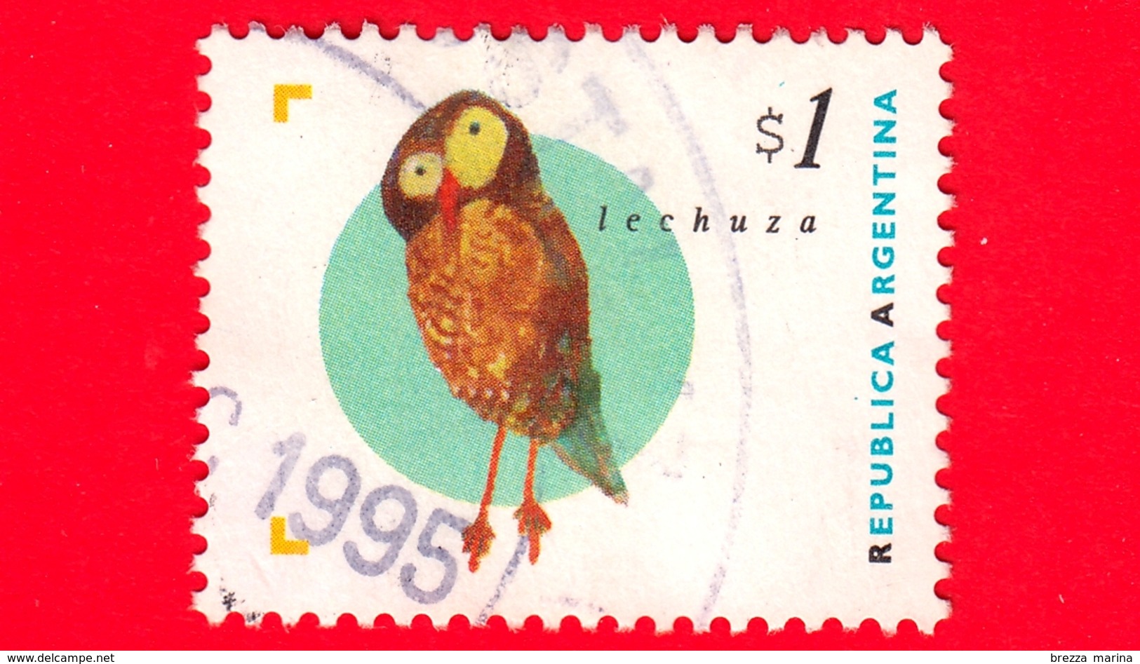 ARGENTINA - Usato - 1995 - Fauna - Uccelli - Birds - Gufo Comune (Tyto Alba) - 1 - Usados