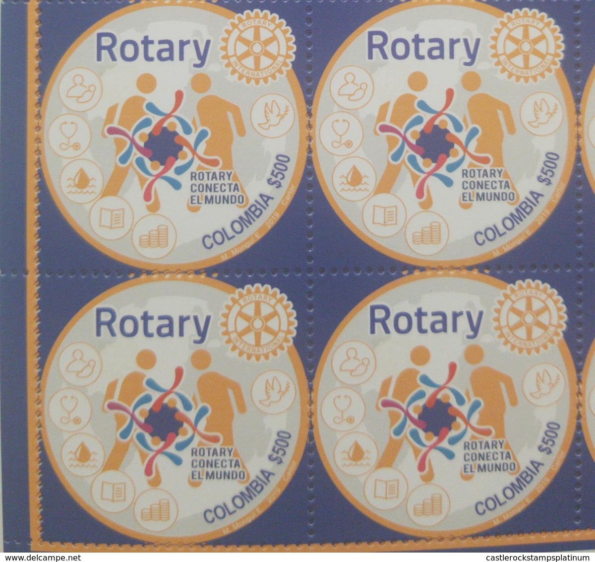 O) 2019 COLOMBIA, ROTARY INTERNATIONAL, ACTIVITIES FILANTRÓPICACONNECTING THE WORLD,  LOGO, SHEET MNH - Colombia