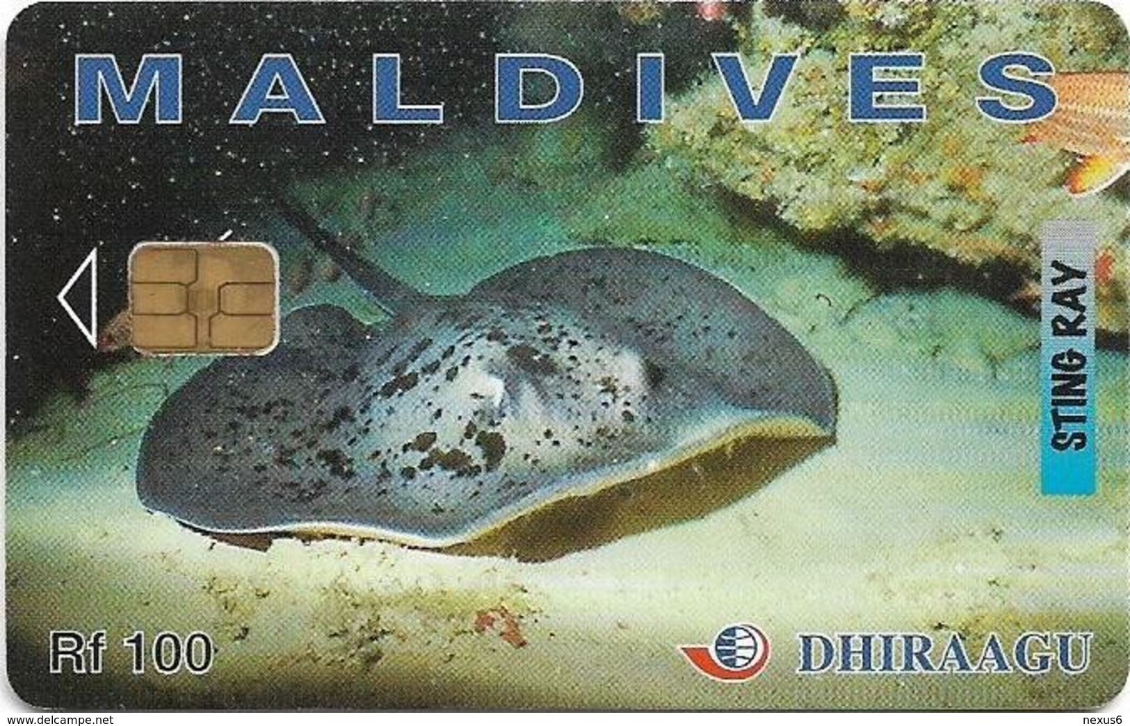 Maldives - Dhiraagu (chip) - Sting Ray - 202MLDGIC - Chip Siemens S30, 100MRf, Used - Maldivas