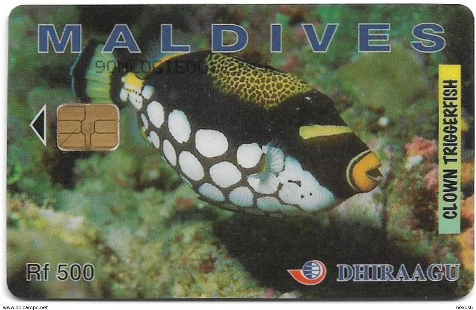 Maldives - Dhiraagu (chip) - Clown Triggerfish - 90MLDGIE - Chip Siemens S30, 500MRf, Used - Maldivas