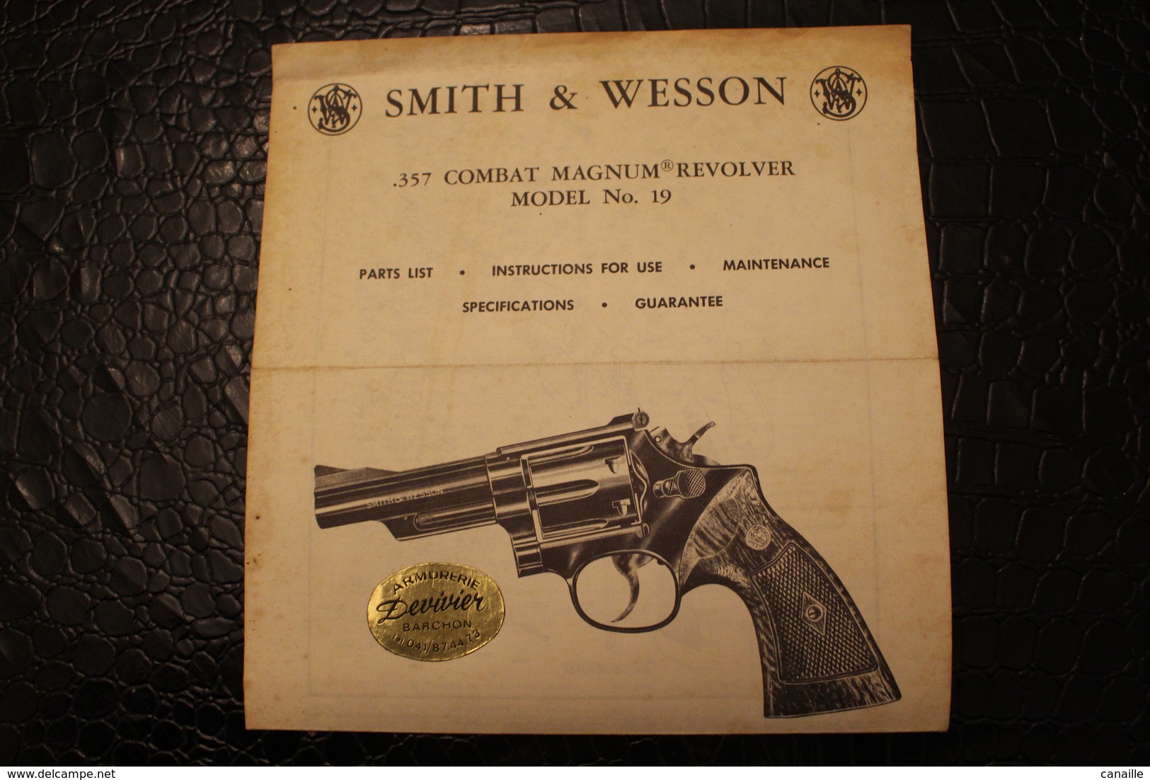 Manuel écrit Anglais - Revolver Smith & Wasson Springfield, Massachusett. A Bangor Punta Company - United States