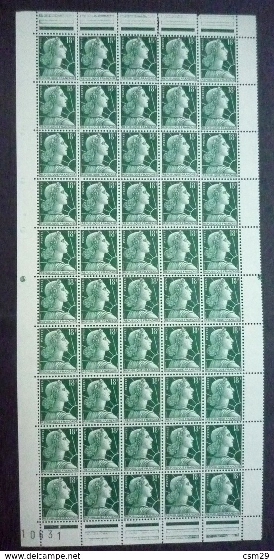 FRANCE 1955 Feuille X 50 N° 1011A Neuf** - MNH - Marianne De Muller - Fogli Completi