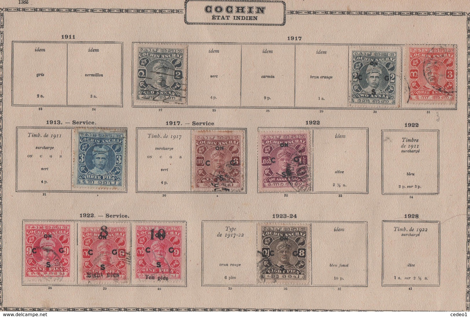 ETAT INDIEN  COCHIN   LOT DE TIMBRES A IDENTIFIER  VOIR LE SCAN - Cochin