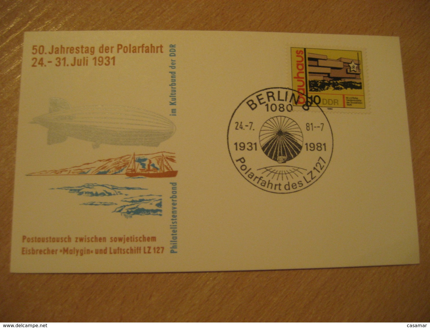 BERLIN 1981 Polarfahrt Graf Zeppelin LZ 127 Icebreaker Malygin Cancel Card GERMANY Zeppelin Airship Dirigible Balloon - Zeppeline