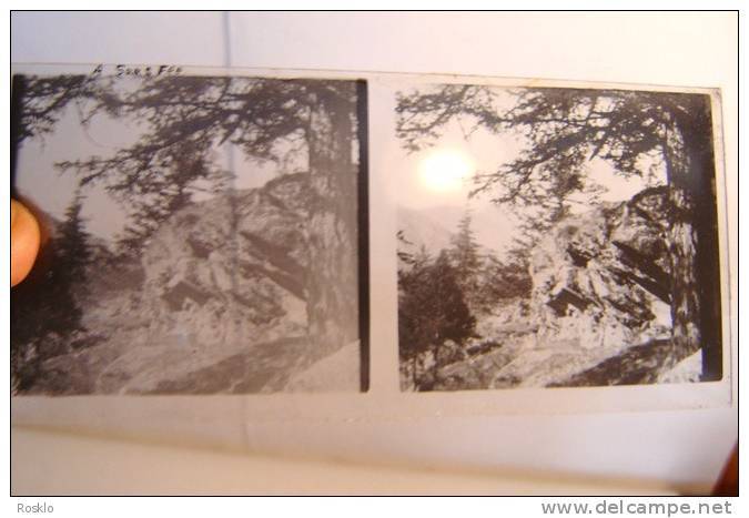 2 PLAQUES PHOTOSTEREO /  SAAS FEE VALAIS SUISSE + LE KALBERMATTEN / 1900/1920 D ORIGINE - Plaques De Verre