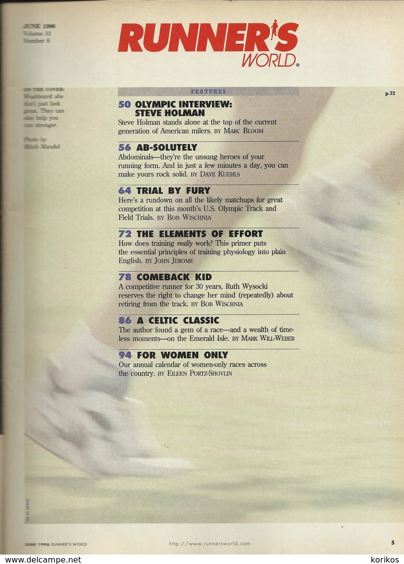 RUNNERS WORLD - RUNNER’S WORLD MAGAZINE - US EDITION - JUNE 1996 – ATHLETICS - TRACK AND FIELD - 1950-Aujourd'hui