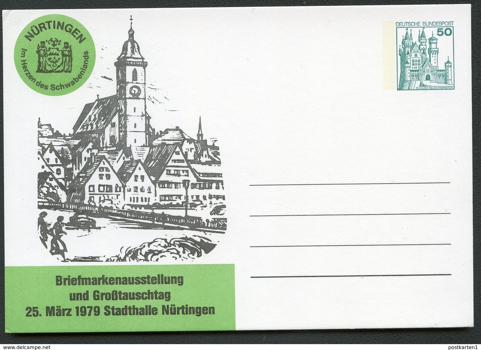 Bund PP103 D2/017 STADTKIRCHE NÜRTINGEN 1979 - Private Postcards - Mint
