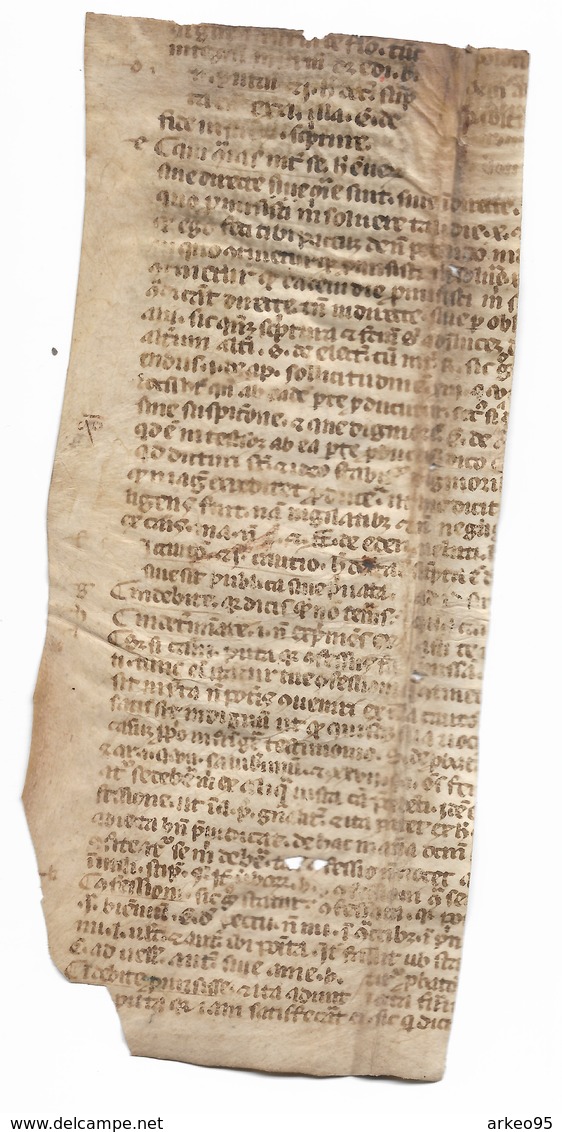 Fragment De Page Médiévale Manuscrite Sur Parchemin, 13-14e - Manuscrits