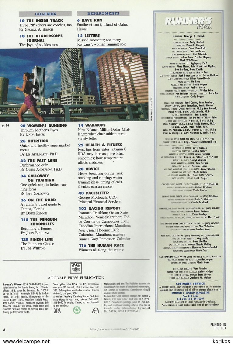 RUNNERS WORLD - RUNNER’S WORLD MAGAZINE - US EDITION - FEBRUARY 1997 – ATHLETICS - TRACK AND FIELD - 1950-Oggi