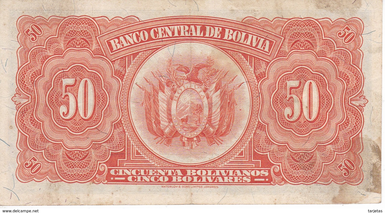 BILLETE DE BOLIVIA DE 50 BOLIVIANOS DEL AÑO 1928  SERIE M1 EN CALIDAD MBC (VF) (BANKNOTE) - Bolivia