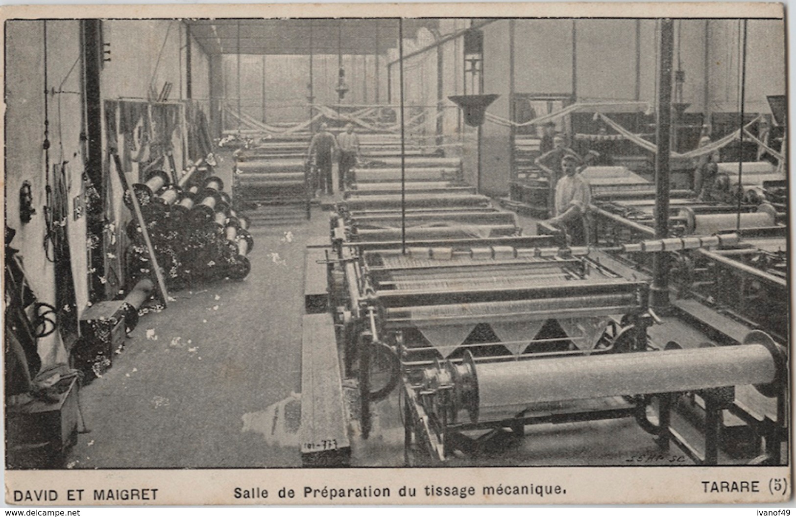 69 -TARARE - CPA - Salle De Préparation Du Tissage Mécanique - DAVID ET MAIGRET - Carte De Prise De Rendez-vous - Cours-la-Ville