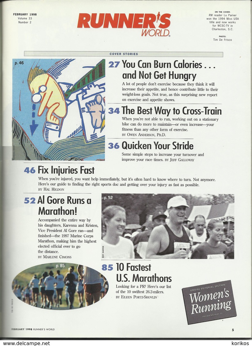 RUNNERS WORLD - RUNNER’S WORLD MAGAZINE - US EDITION - FEBRUARY 1998 – ATHLETICS - TRACK AND FIELD - 1950-Aujourd'hui