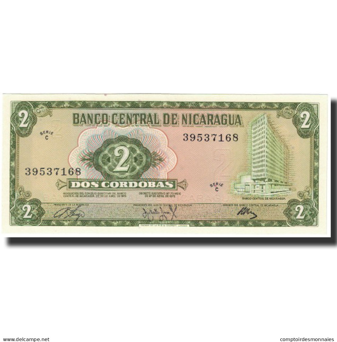 Billet, Nicaragua, 2 Cordobas, 1972, 1972-04-27, KM:121a, NEUF - Nicaragua