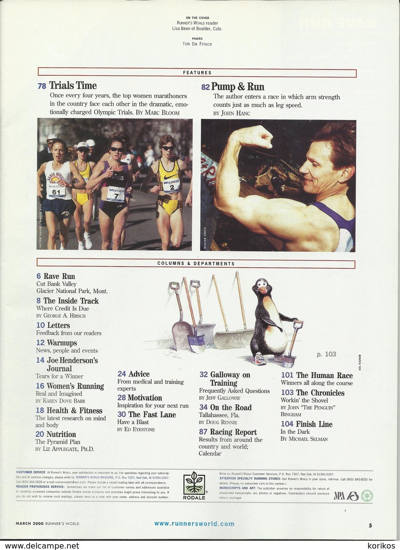 RUNNERS WORLD - RUNNER’S WORLD MAGAZINE - US EDITION – MARCH 2000 – ATHLETICS - TRACK AND FIELD - 1950-Heden