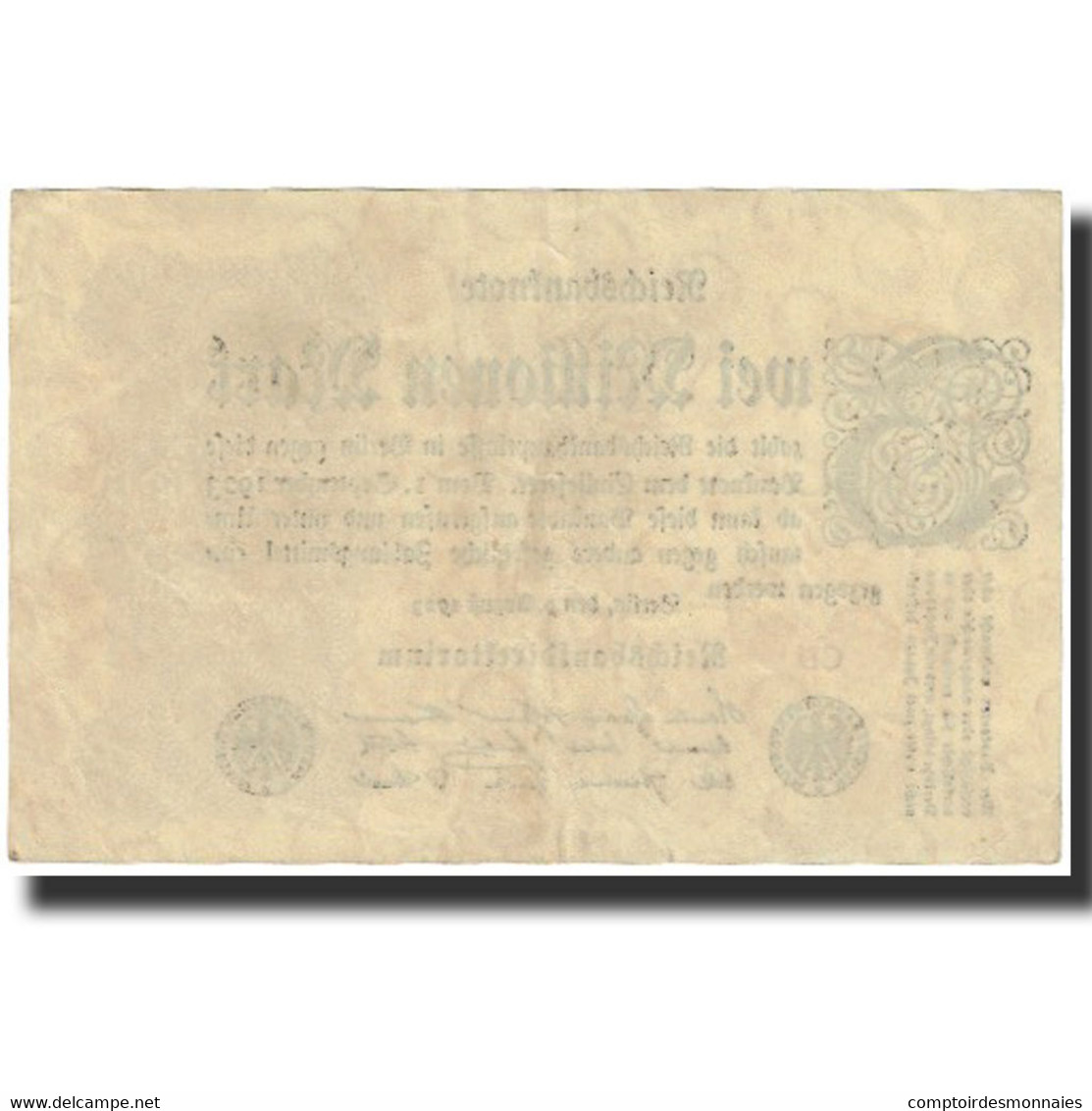 Billet, Allemagne, 2 Millionen Mark, 1923, 1923-08-09, KM:104b, SPL - 2 Mio. Mark