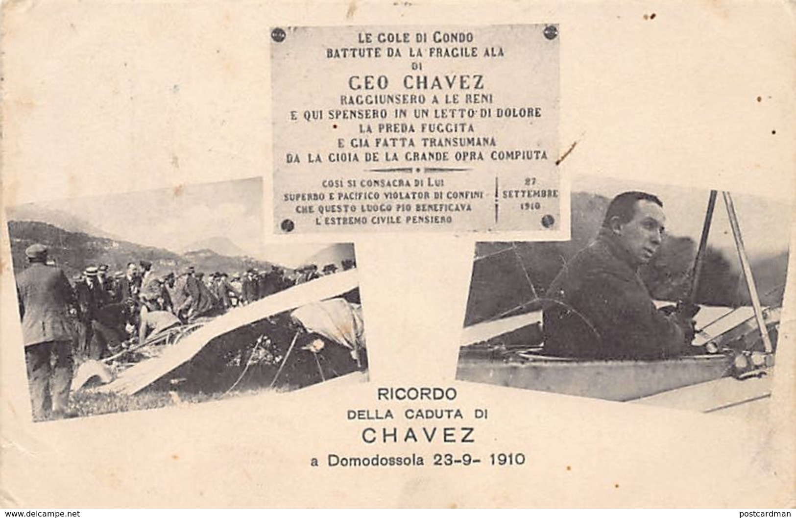 Ricordo Della Caduta Di Chavez A Domodossola, 23-9-1910 - Ed. D. Menapace 9311. - Peru