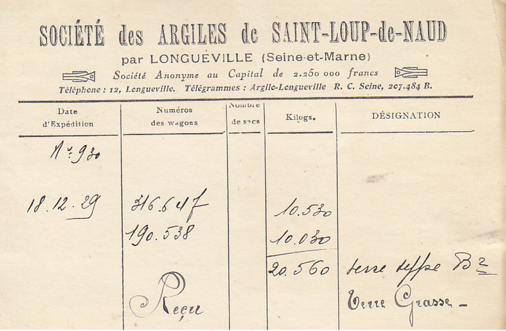 Argiles De Saint-Loup-de-Naud Par Longueville ,vue D"ensemble , 1929 , 2 Scans - Other & Unclassified