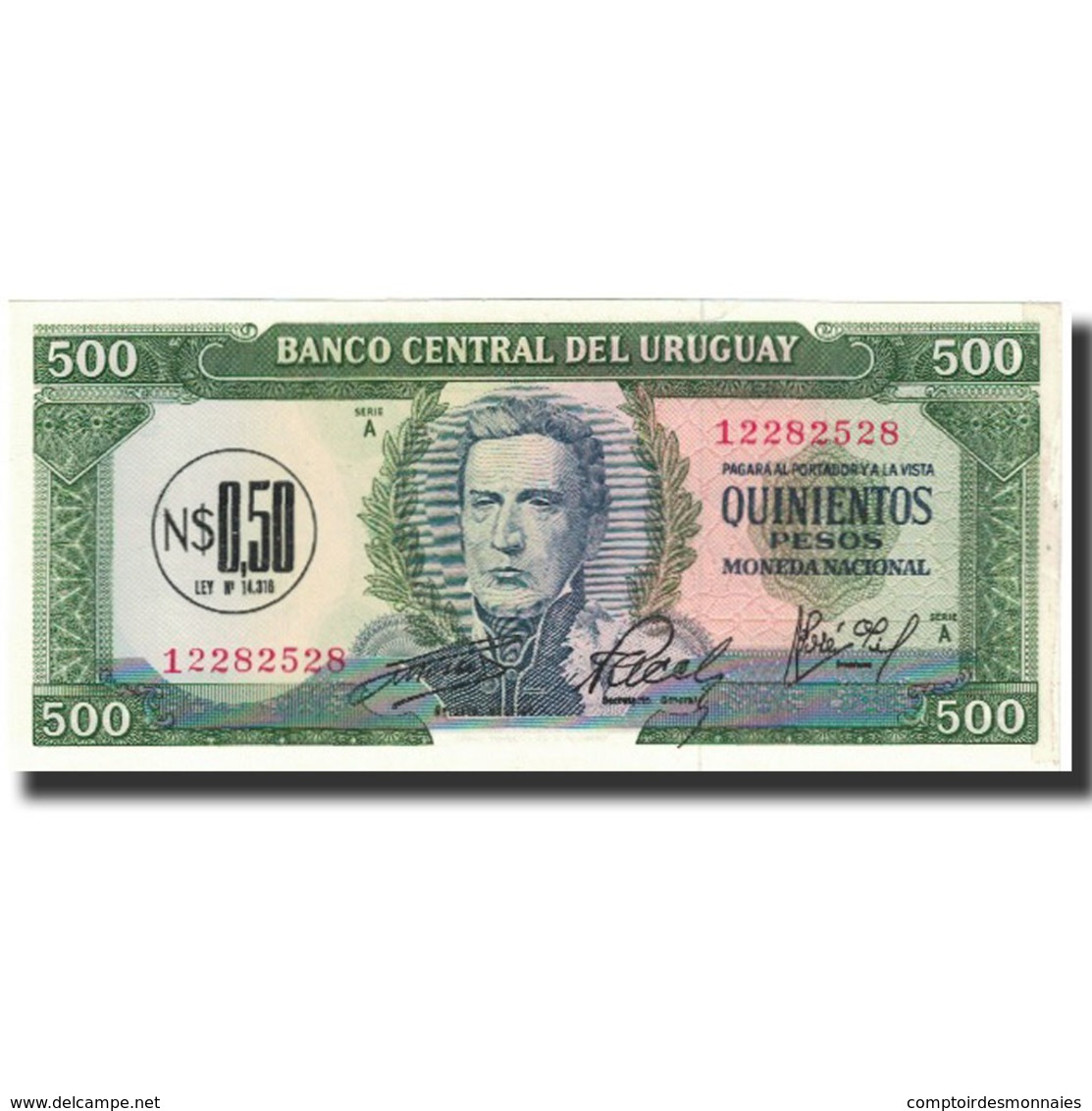 Billet, Uruguay, 0.50 Nuevo Peso On 500 Pesos, Undated (1967), KM:54, NEUF - Uruguay