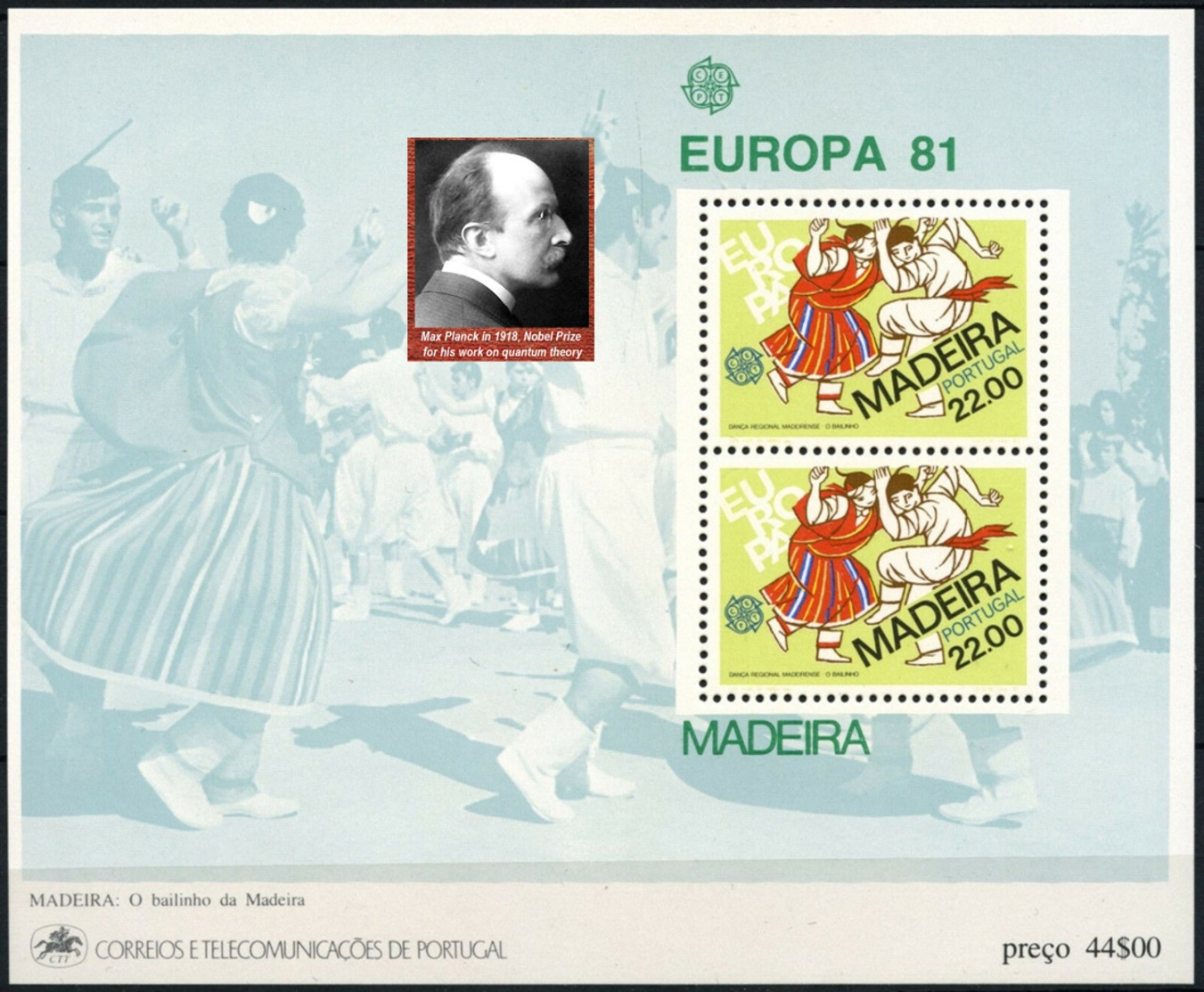 PORTUGAL MADEIRA -  Max Planck - NOBEL PRIZE LAUREATES  -1 Sheet MNH - Prix Nobel