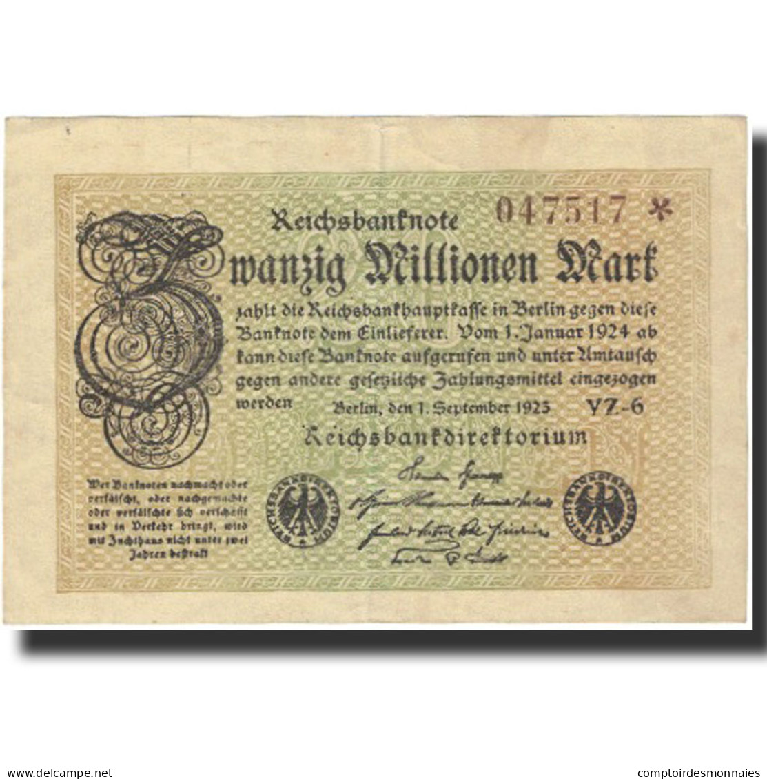 Billet, Allemagne, 20 Millionen Mark, 1923, 1923-09-01, KM:108d, SPL - 20 Millionen Mark