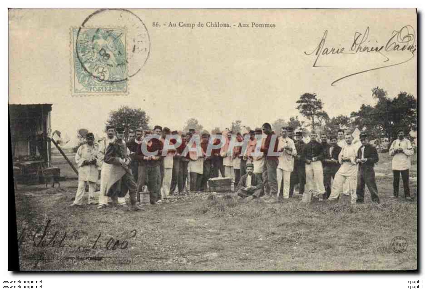 CPA Militaria Au Camp De Chalons Aux Pommes - Kasernen