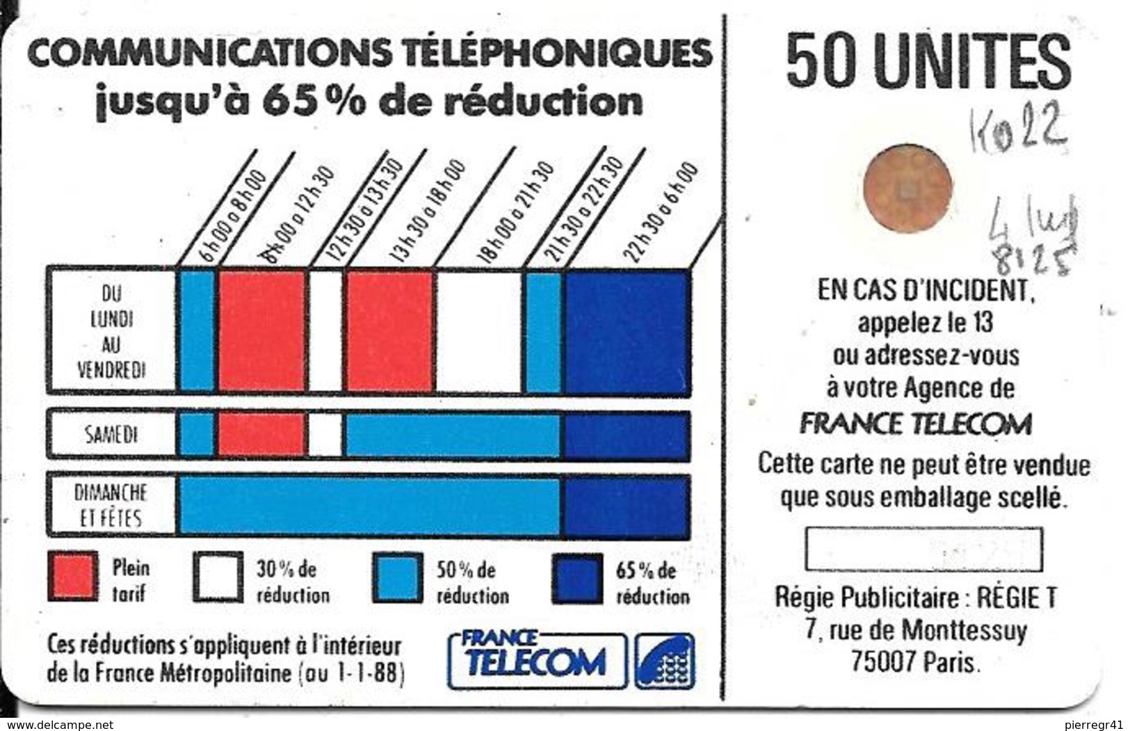 CARTE-PUB-Ko22-50U-SC4Ob-S/E-R°V° Sérigraphie -Puce7-CORDON BLEU TRAME-Entourage Puce Blanc-Cour Evidée-N°Imp 8125-TBE- - Telefonschnur (Cordon)