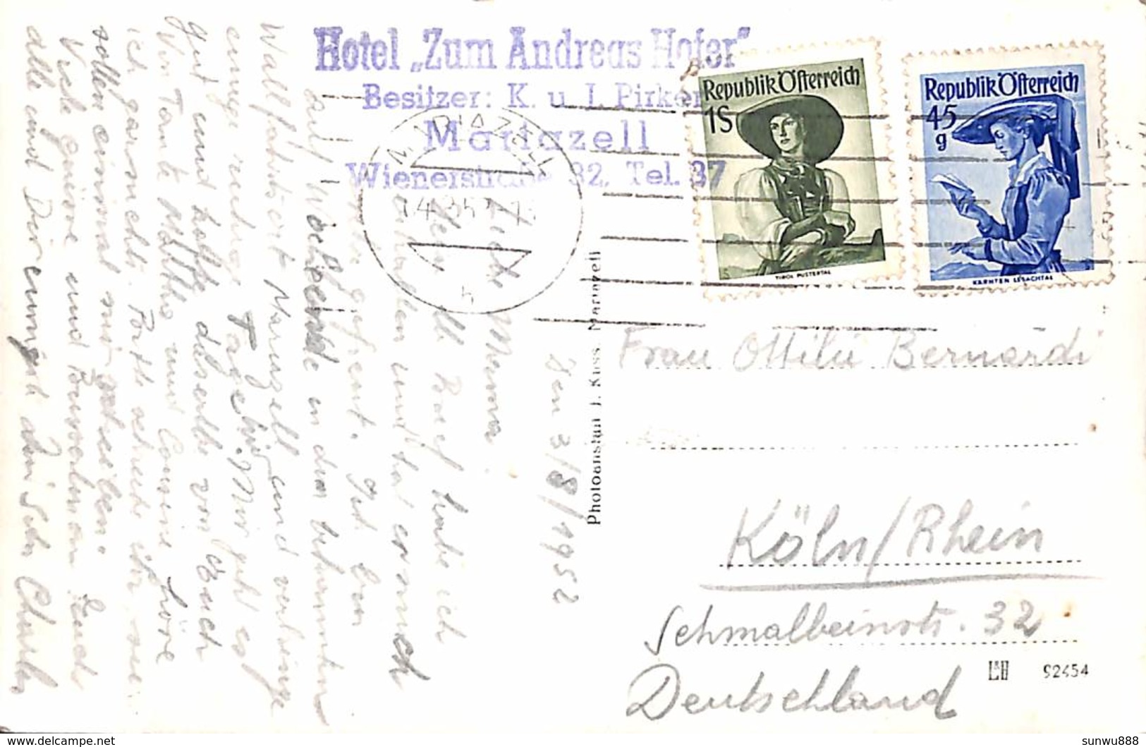 Mariazell - Steiermark (Hotel Zum Andreas Hofer 1952) - Autres & Non Classés