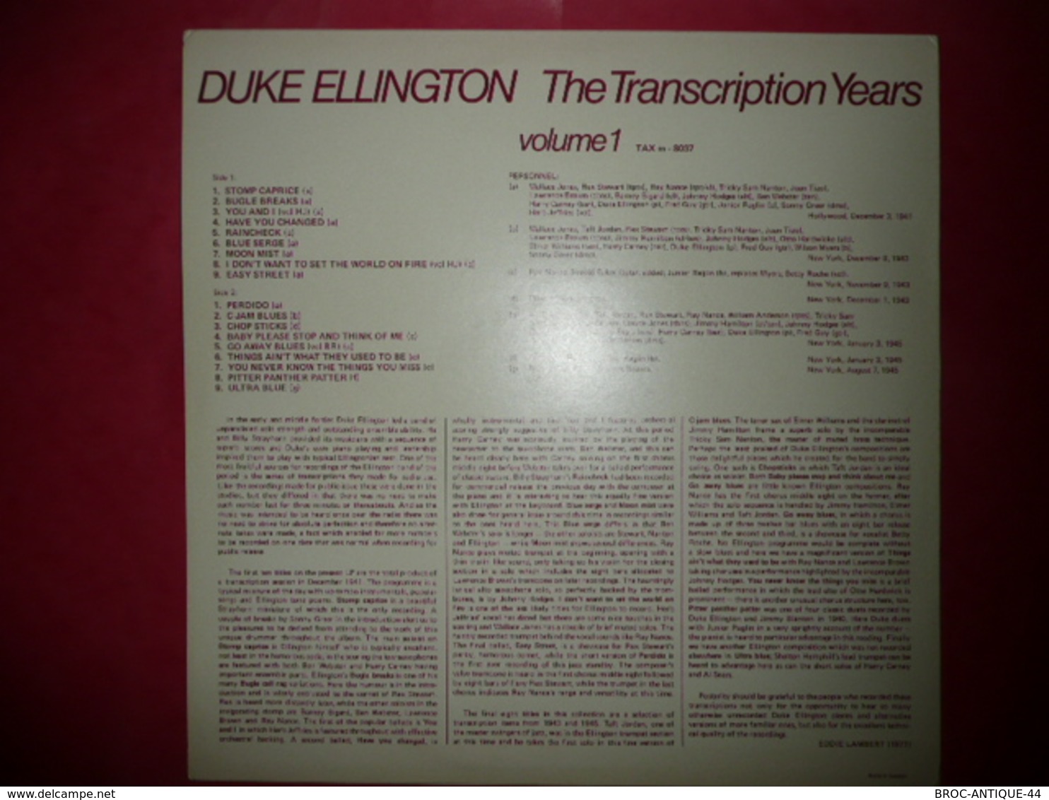 LP N°2099 - DUKE ELLINGTON - TAX M-8037 - VOIR AUSSI MES CD - Jazz