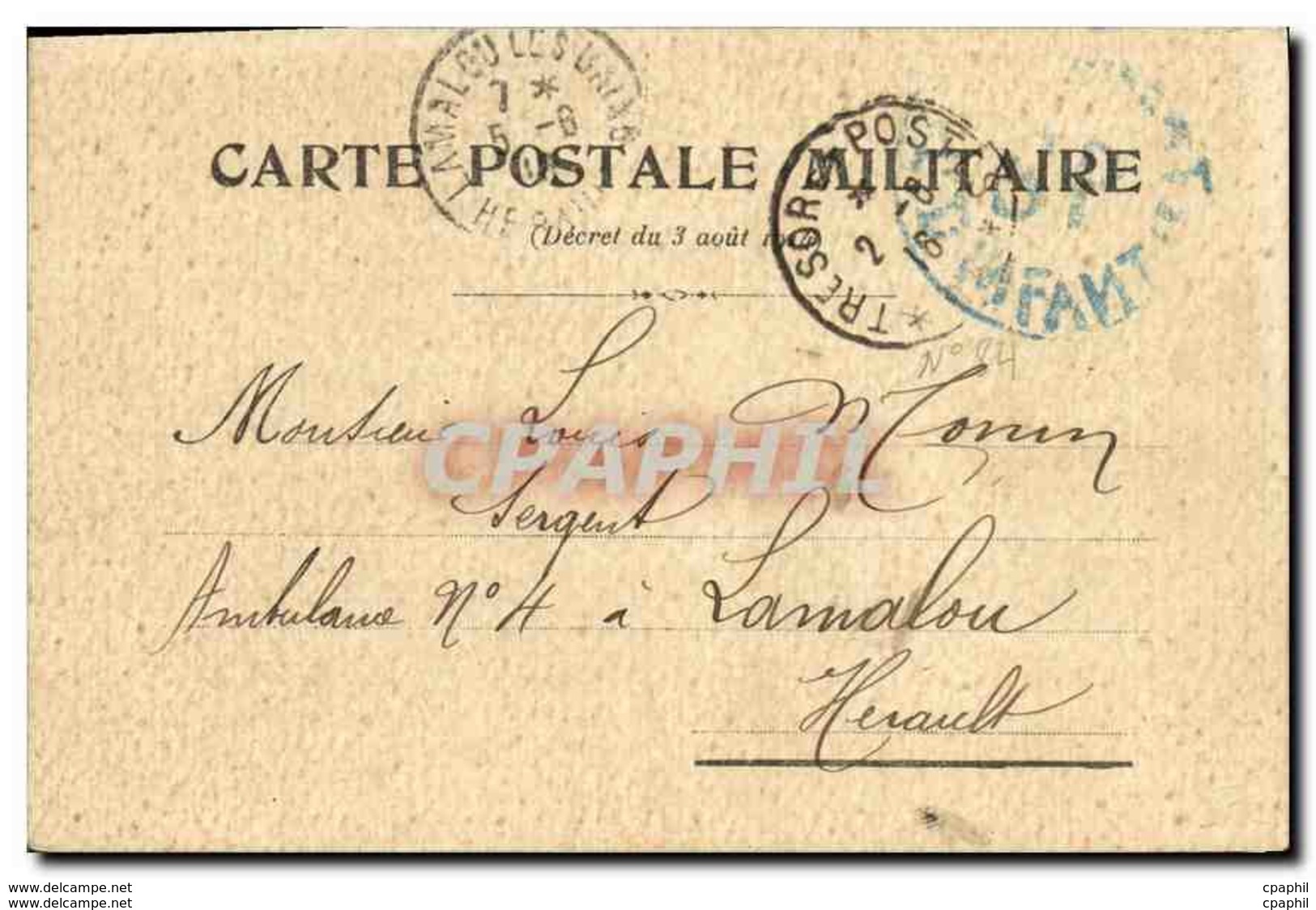 Carte En Franchise Militaire Monin Lamalou - Lettres & Documents