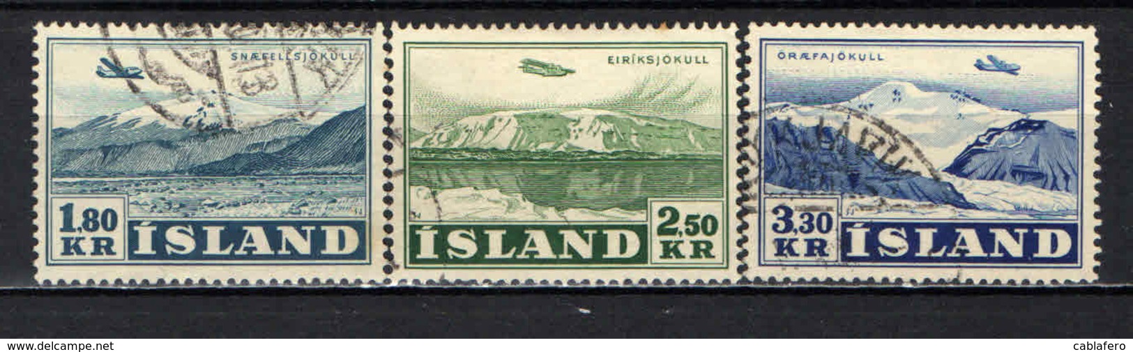 ISLANDA - 1952 - AEREOPLANO IN VOLO SUI GHIACCIAI DELL'ISLANDA - USATI - Usati