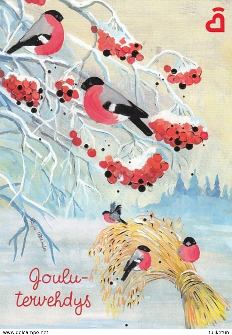 Postal Stationery - Birds - Bullfinches In Winter Landscape - Finnish Heart Association - Suomi Finland - Postage Paid - Entiers Postaux