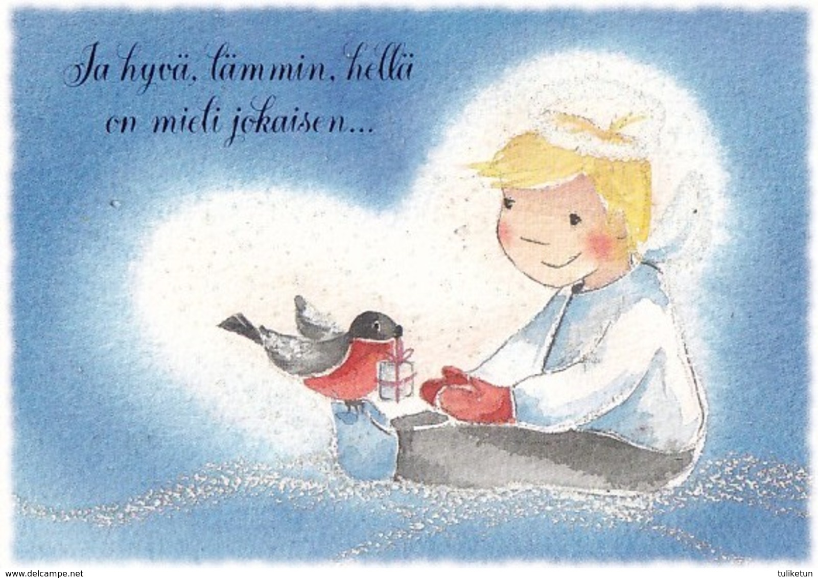 Postal Stationery - Girl Sitting With Bird - Bullfinch - Plan - Suomi Finland - Postage Paid - Karto - Entiers Postaux