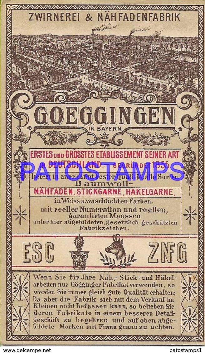 129275 SWITZERLAND BAYERN TWINNING AND SEWING FACTORY GOEGGINGEN PUBLICITY NO POSTAL POSTCARD - Ayer