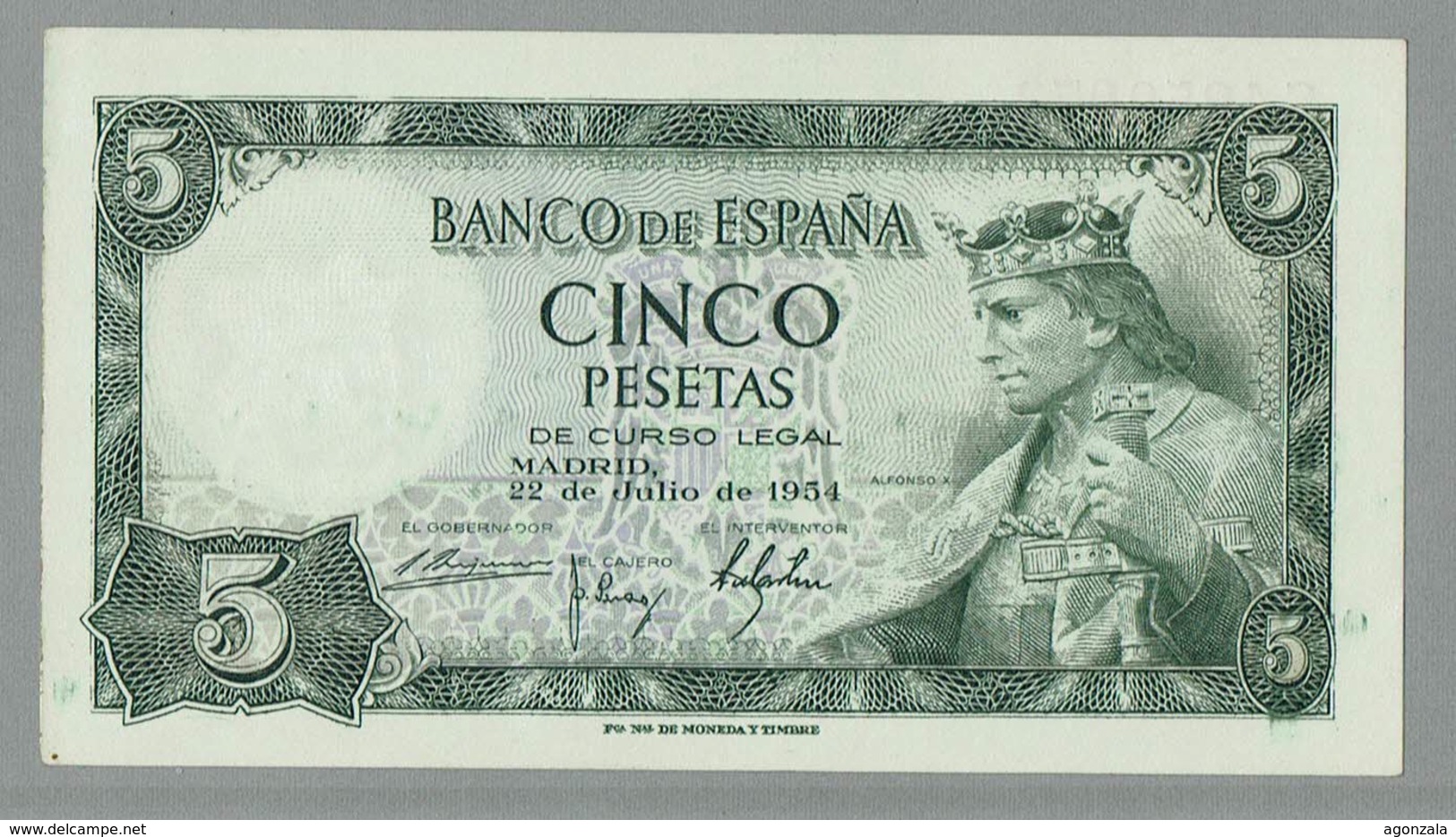 BILLET NON UTILISÉ - ESPAGNE 5 PESETAS 1954 - 5 Peseten