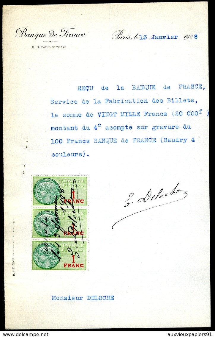 Numismatique - Autographe D'Ernest Pierre DELOCHE (1861-1950) - Graveur D'un Billet - BDF - Autres & Non Classés