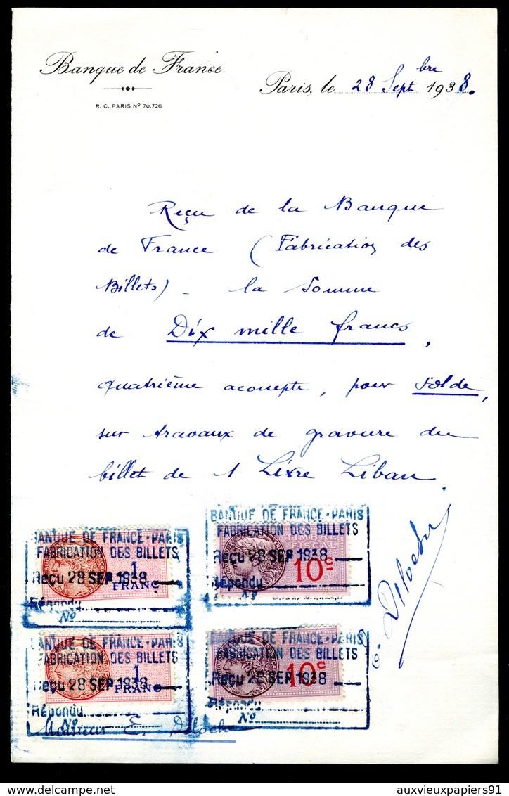 Numismatique - Autographe D'Ernest Pierre DELOCHE (1861-1950) - Graveur D'un Billet - LIBAN - Otros & Sin Clasificación